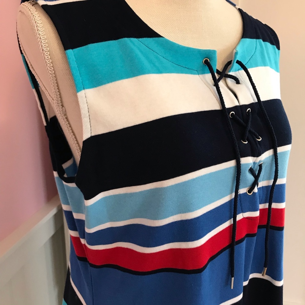 NWT Chaps Sleeveless Stripe Dress